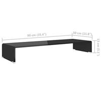 Tv-meubel/monitorverhoger zwart 90x30x13 cm glas - thumbnail