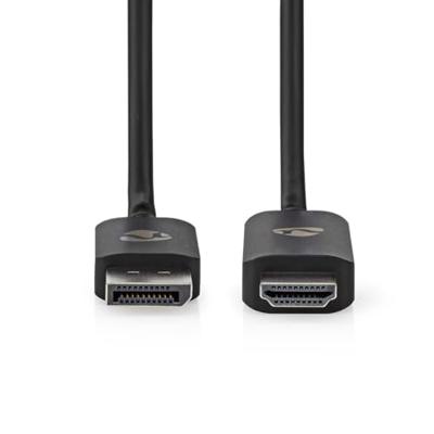 Nedis DisplayPort-Adapter | DisplayPort Male | HDMI™ Connector | 8K@30Hz | Vernikkeld | Recht | 1.80 m | Rond | TPE | Zwart | Label - CCGL37108BK18