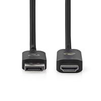 Nedis DisplayPort-Adapter | DisplayPort Male | HDMI™ Connector | 8K@30Hz | Vernikkeld | Recht | 1.80 m | Rond | TPE | Zwart | Label - CCGL37108BK18 - thumbnail