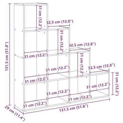 Kamerscherm / boekenkast 131,5x29x131,5 cm hout grijs sonoma