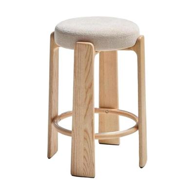 Kave Home Granite barkruk H75 zonder rugleuning chenille Beige/naturel