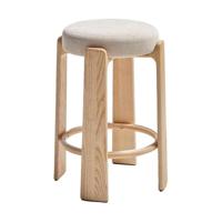 Kave Home Granite barkruk H75 zonder rugleuning chenille Beige/naturel - thumbnail