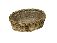 Plantenmand Ovaal Rotan Antiek Grijs 37cm - thumbnail