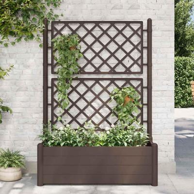 Plantenbak met latwerk 100x43x142 cm PP mokka Plantenbak met latwerk 100x43x142 cm PP mokka