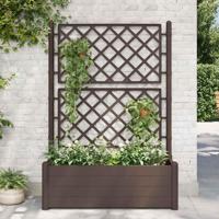Plantenbak met latwerk 100x43x142 cm PP mokka - thumbnail