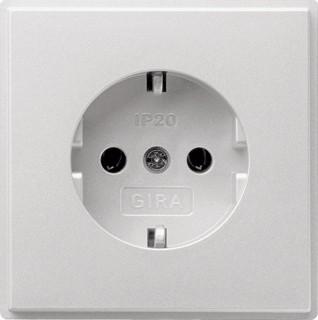 Stopcontact buiten Gira TX 44 met randaarde aluminium inbouw