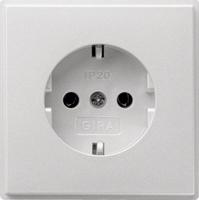 Stopcontact buiten Gira TX 44 met randaarde aluminium inbouw - thumbnail