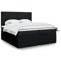 Boxspring met matras stof zwart 200x200 cm - thumbnail