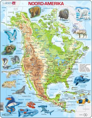 Selecta Larsen legpuzzel kaart noord amerika geografisch met dieren, 66st. Selecta Larsen legpuzzel kaart noord amerika geografisch met dieren, 66st.
