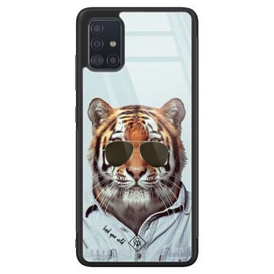 Samsung Galaxy A51 glazen hardcase - Tijger wild