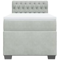 Boxspring met matras fluweel lichtgrijs 90x190 cm - thumbnail