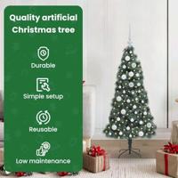 VidaXL Kunstmatige voorverlichte kerstboom met ballenset groen 120 cm - thumbnail