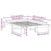 Bedframe zonder matras massief grenenhout wit 150x200 cm - thumbnail