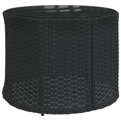 2-delige Loungeset halfrond poly rattan zwart - thumbnail