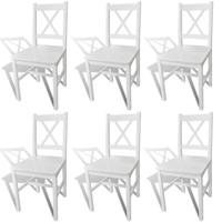 Eetkamerstoelen 6 st grenenhout wit - thumbnail