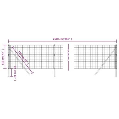 VidaXL Draadgaashek 1,1x25 m gegalvaniseerd staal antracietkleurig