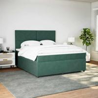 Boxspring met matras fluweel donkergroen 180x200 cm - thumbnail