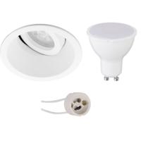 LED Spot Set - Pragmi Zano Pro - GU10 Fitting - Inbouw Rond - Mat Wit - 4W - Warm Wit 3000K - Kantelbaar - Ø93mm - thumbnail