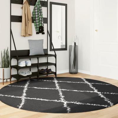 VidaXL Vloerkleed pamplona shaggy hoogpolig ø 200 cm zwart en crème