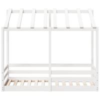 Kinderbed met bedhuis 70x140 cm massief grenenhout wit - thumbnail