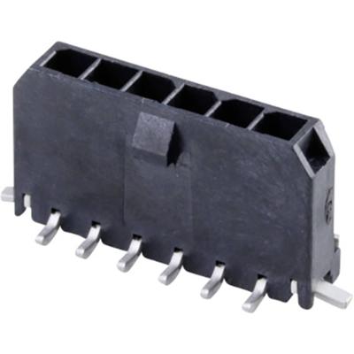 Molex 436500624 Male header, inbouw (standaard) Totaal aantal polen: 6 Rastermaat: 3 mm Inhoud: 1 stuk(s) Tape on Full reel