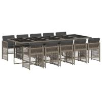 11-delige Tuinset met kussens poly rattan grijs - thumbnail