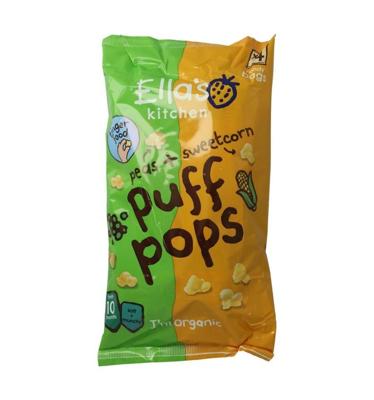 Puff pops peas & sweetcorn 10+ maanden bio 36 Gram