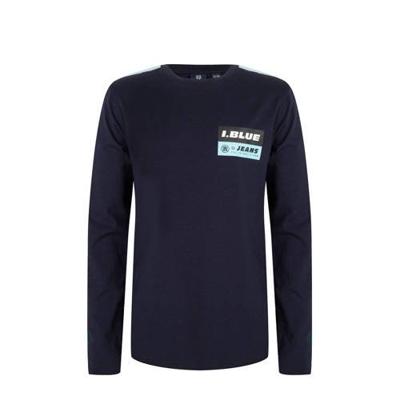 Indian Blue Jeans longsleeve met contrastbies donkerblauw