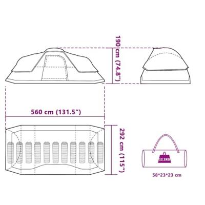 VidaXL Koepeltent voor gezin 11-persoons waterdicht groen