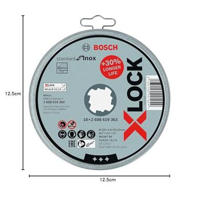 Bosch Accessories X-LOCK 2608619364 Doorslijpschijf recht 125 mm 10 stuk(s) Inox Bosch Accessories X-LOCK 2608619364 Doorslijpschijf recht 125 mm 10 stuk(s) Inox