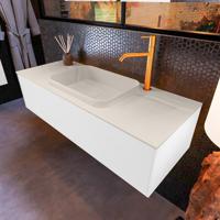 Badkamermeubelset Mondiaz Erin 120 cm met 1 Lade met RIDGE Wastafel Midden Linen met 1 kraangat Greeploos Mat Talc - thumbnail