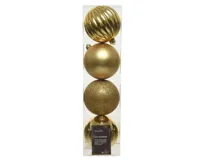 Decoris kerstballen set Plastic 4st licht goud 10cm - thumbnail