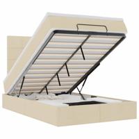 Ottoman bed met matras 80x200cm stof crèmekleurig - thumbnail