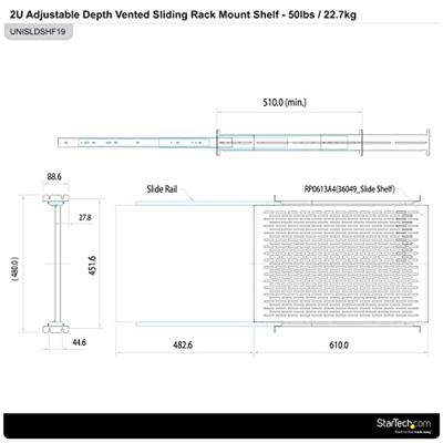 Uitneembare Plank voor Rek Rack Startech UNISLDSHF19
