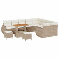 Tuinbankenset 12 pcs Beige poly rattan - thumbnail