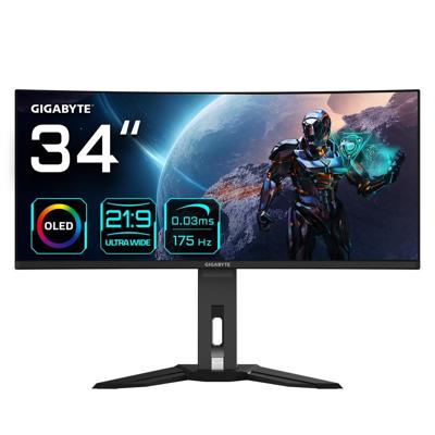 Gigabyte MO34WQC Gaming monitor Energielabel F (A - G) 86.4 cm (34 inch) 3440 x 1440 Pixel 21:9 0.03 ms DisplayPort, HDMI OLED