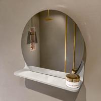 MONDIAZ SPOT spiegel rond 40cm met Spiegelplanchet kleur Linen. - thumbnail