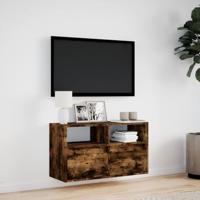 Tv-wandmeubel met LED-verlichting 80x31x45 cm gerookt eiken - thumbnail