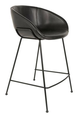 Zuiver Barstoel 'Feston' PU leer, kleur Zwart (zithoogte 65cm)