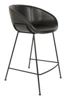 Zuiver Barstoel 'Feston' PU leer, kleur Zwart (zithoogte 65cm) - thumbnail