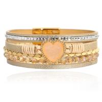 Deja Armband goudkleurig met hartvormige natuursteen in beige - thumbnail