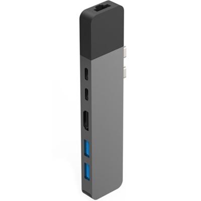 Hyper - HyperDrive NET 6-in-2 hub voor USB-C voor MacBook Pro/Air - HDMI 4K60Hz HDR, USB-C 40Gbps 100W PD, USB-C 5Gbps 60W PD, 2 x USB-A 3.0, Gigabit Ethernet - Spacegrijs