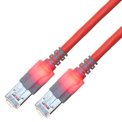 RJ45 patchkabel SACON CAT.6, S/FTP, lichtidentificatie, LSOH, rood, 0,5 m