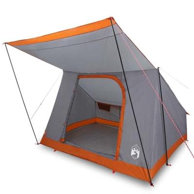 Camping Tent met dak Grijs en Oranje 223 x 163 x 130 cm taft