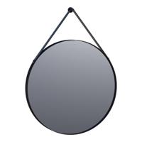 Brauer Onyx Spiegel - 70 cm - Rond - met Zwarte Ophangband en Zwart Geborsteld Frame - thumbnail