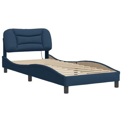 Bedframe met LED zonder matras "Hvar" 200x200 cm stof blauw