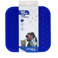 Eat Slow Live Longer Duo likmat - 30 x 30 cm - vierkant - snuffelmat - anti-snuffelmat - slowfeeder - 100% siliconen - vaatwasmachinebestendig - maat L - blauw - thumbnail