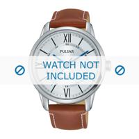 Pulsar horlogeband VJ42-X195 Leder Cognac 20mm + wit stiksel - thumbnail