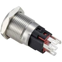 TRU COMPONENTS TC-12647420 Drukschakelaar 250 V/AC 3 A 1x uit/(aan) IP65 Groen Continu RVS 1 stuk(s) - thumbnail