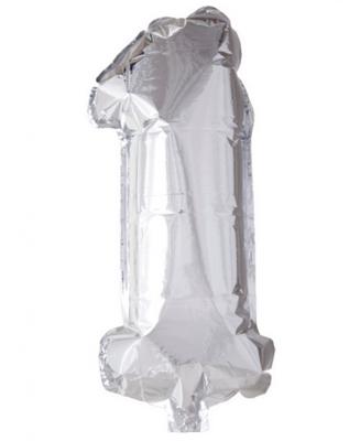Folie ballon nummer '1' zilver 40cm